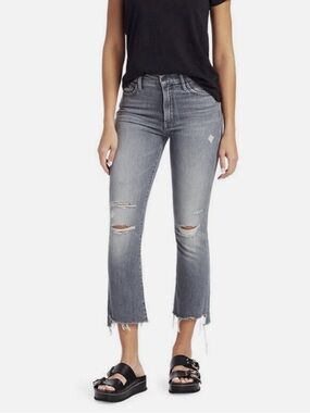 Mother The insider crop step fray Distressed Women's Gray Jeans size 31 NWT